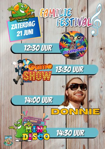 Timetabel Familie Festival 21 juni