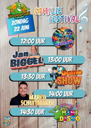 Timetabel Familie Festival 22 juni